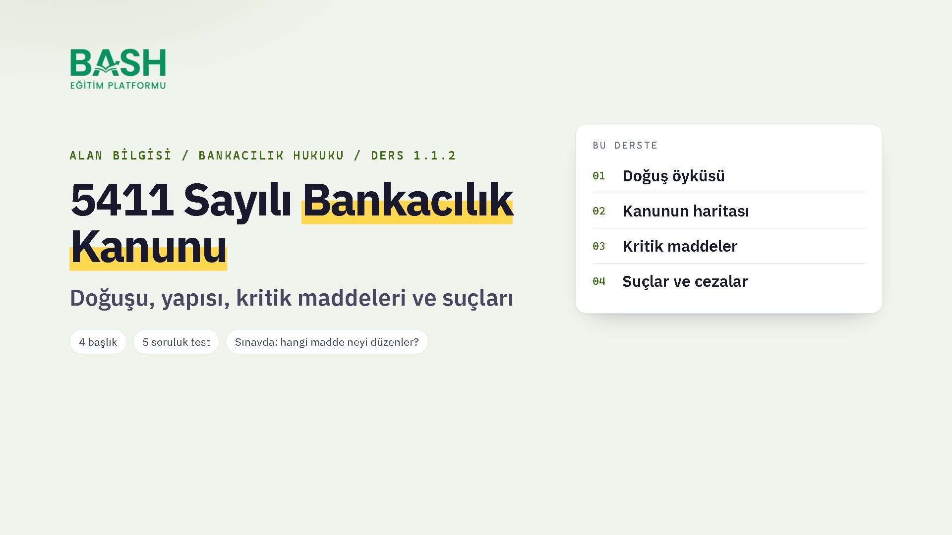 5411 Sayılı Bankacılık Kanunu ders videosu kapağı