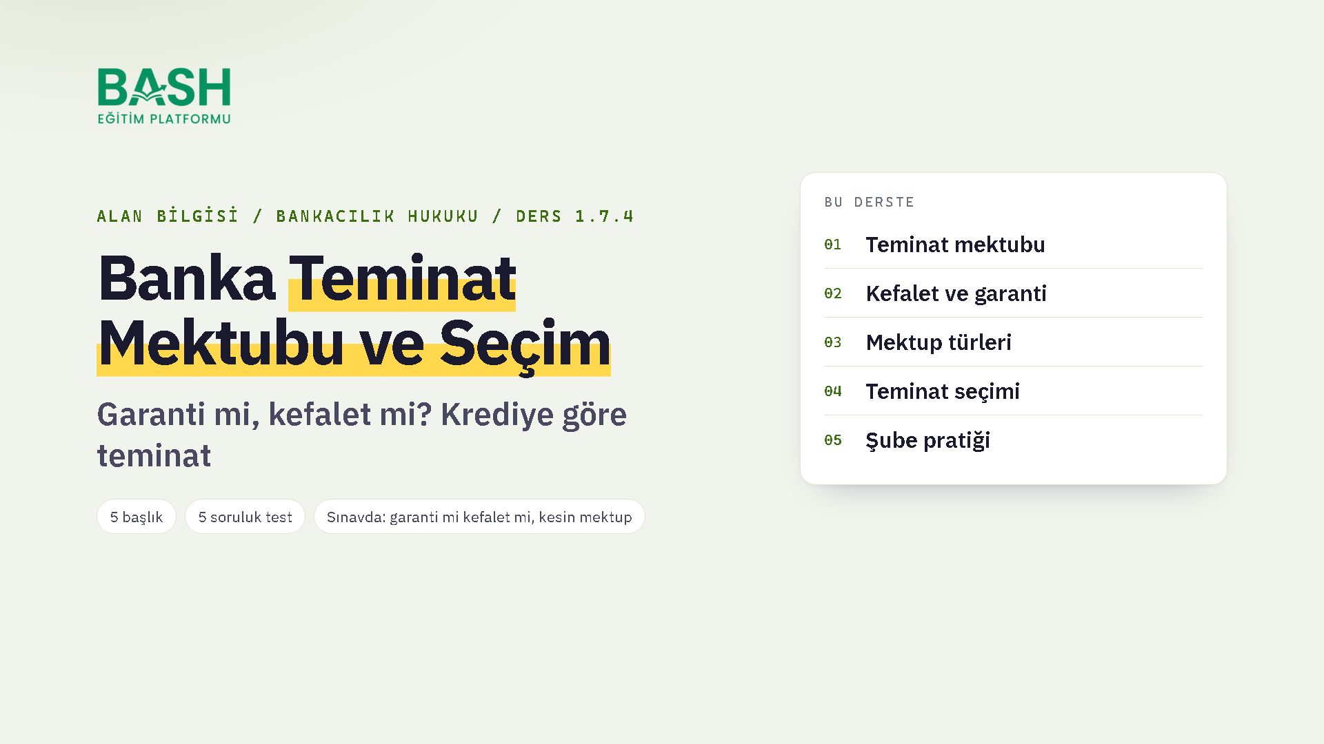 Banka Teminat Mektubu ve Teminat Seçimi ders videosu kapağı