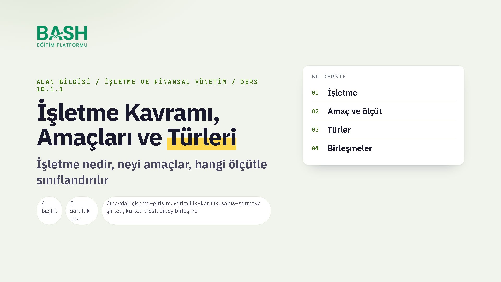 İşletme Kavramı, Amaçları ve Türleri ders videosu kapağı