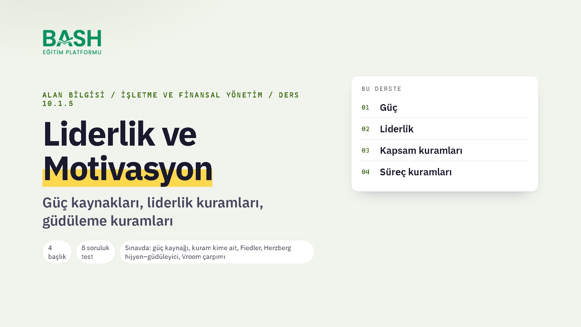 Liderlik ve Motivasyon ders videosu kapağı