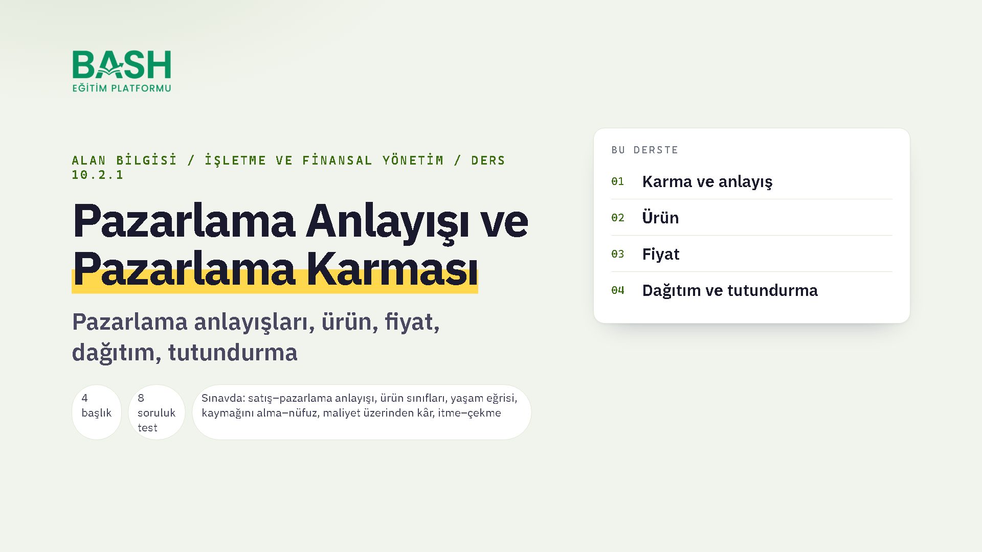 Pazarlama Anlayışı ve Pazarlama Karması ders videosu kapağı