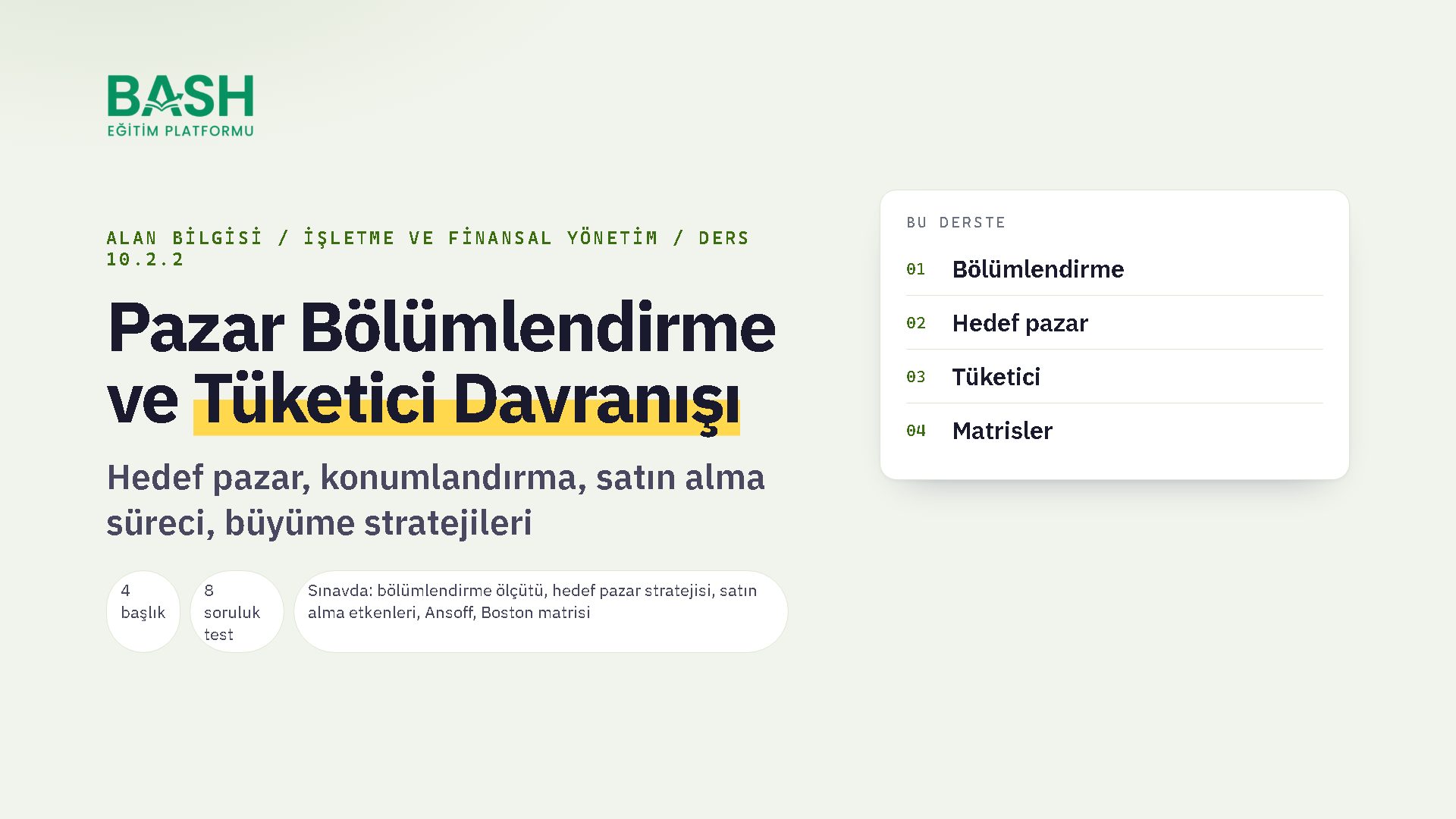Pazar Bölümlendirme ve Tüketici Davranışı ders videosu kapağı
