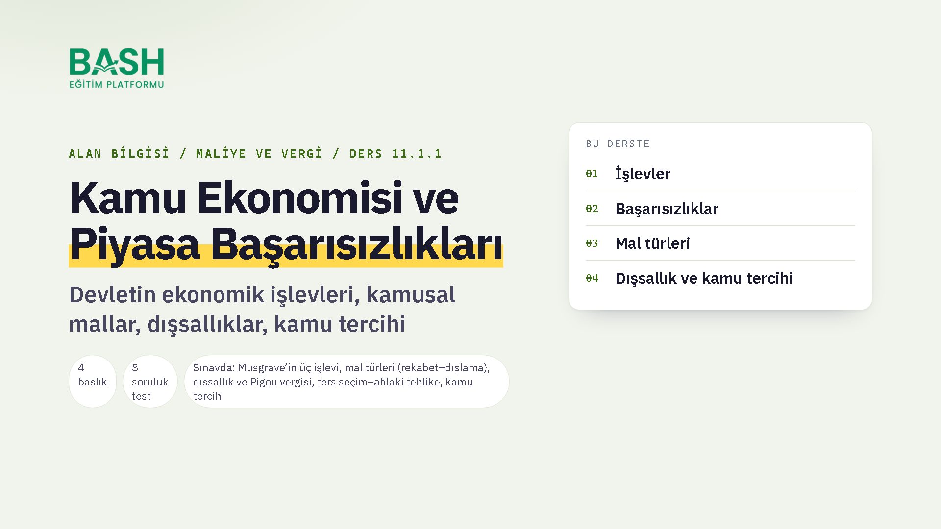 Kamu Ekonomisi ve Piyasa Başarısızlıkları ders videosu kapağı