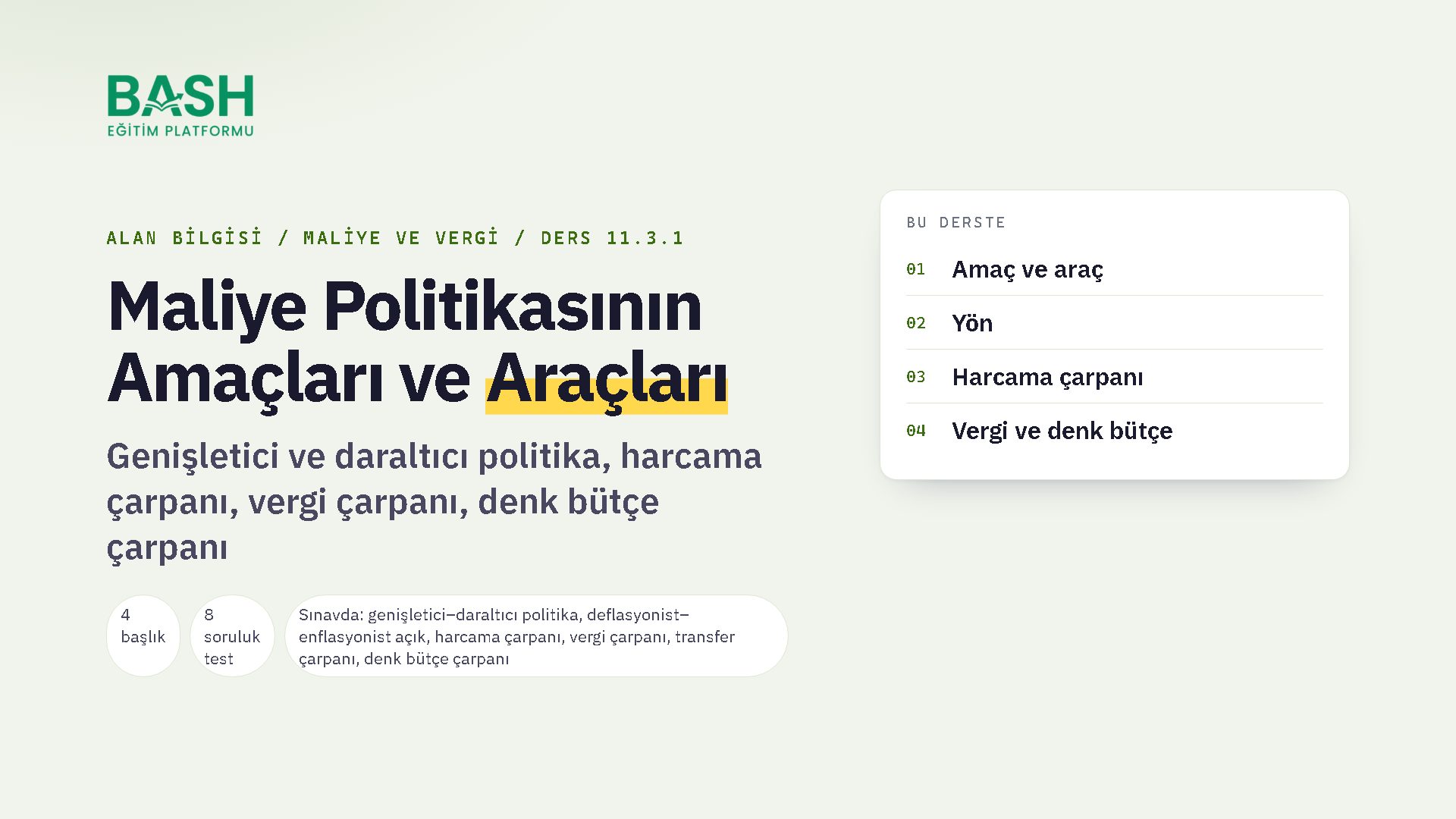 Maliye Politikasının Amaçları ve Araçları ders videosu kapağı