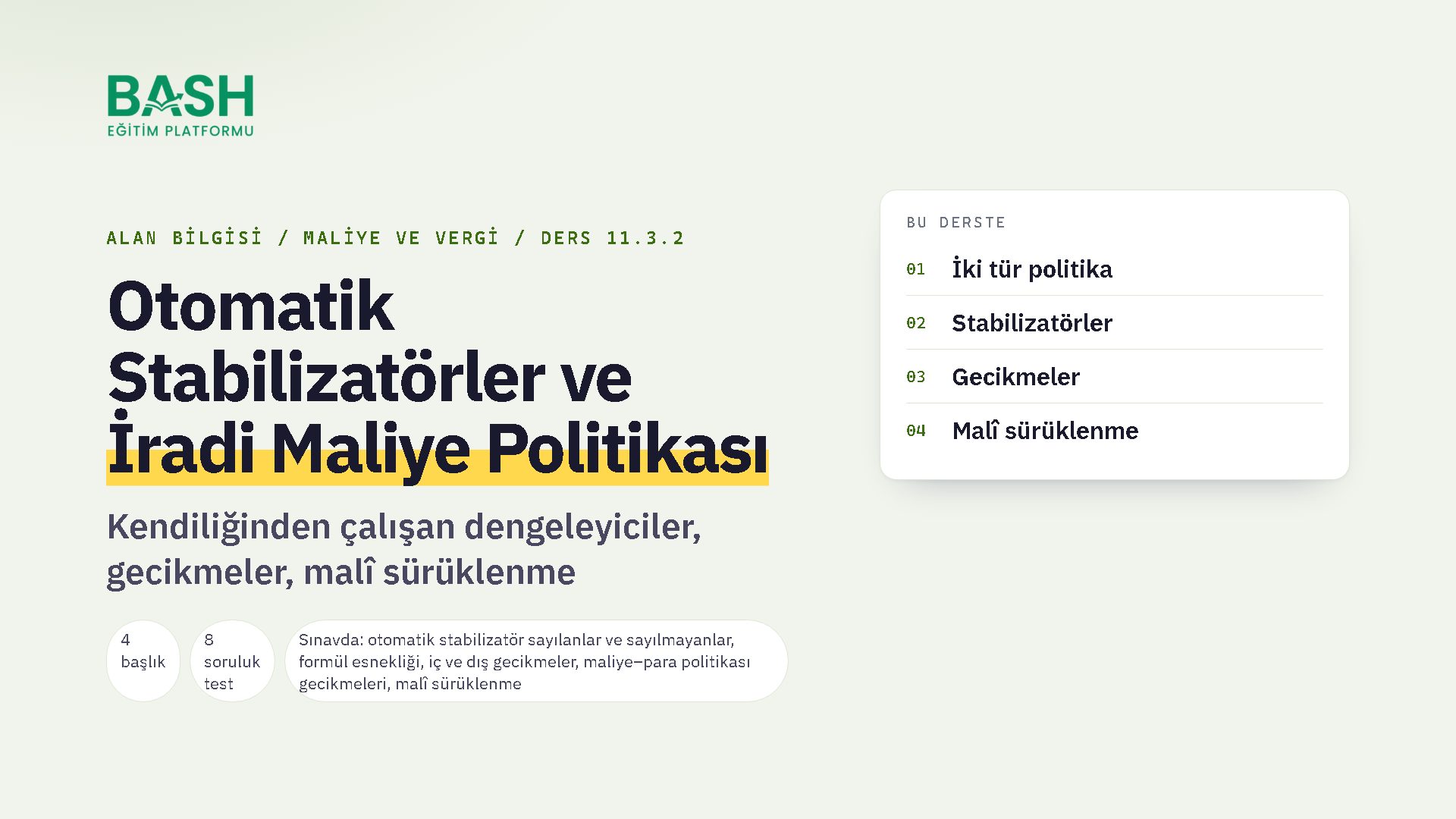 Otomatik Stabilizatörler ve İradi Maliye Politikası ders videosu kapağı