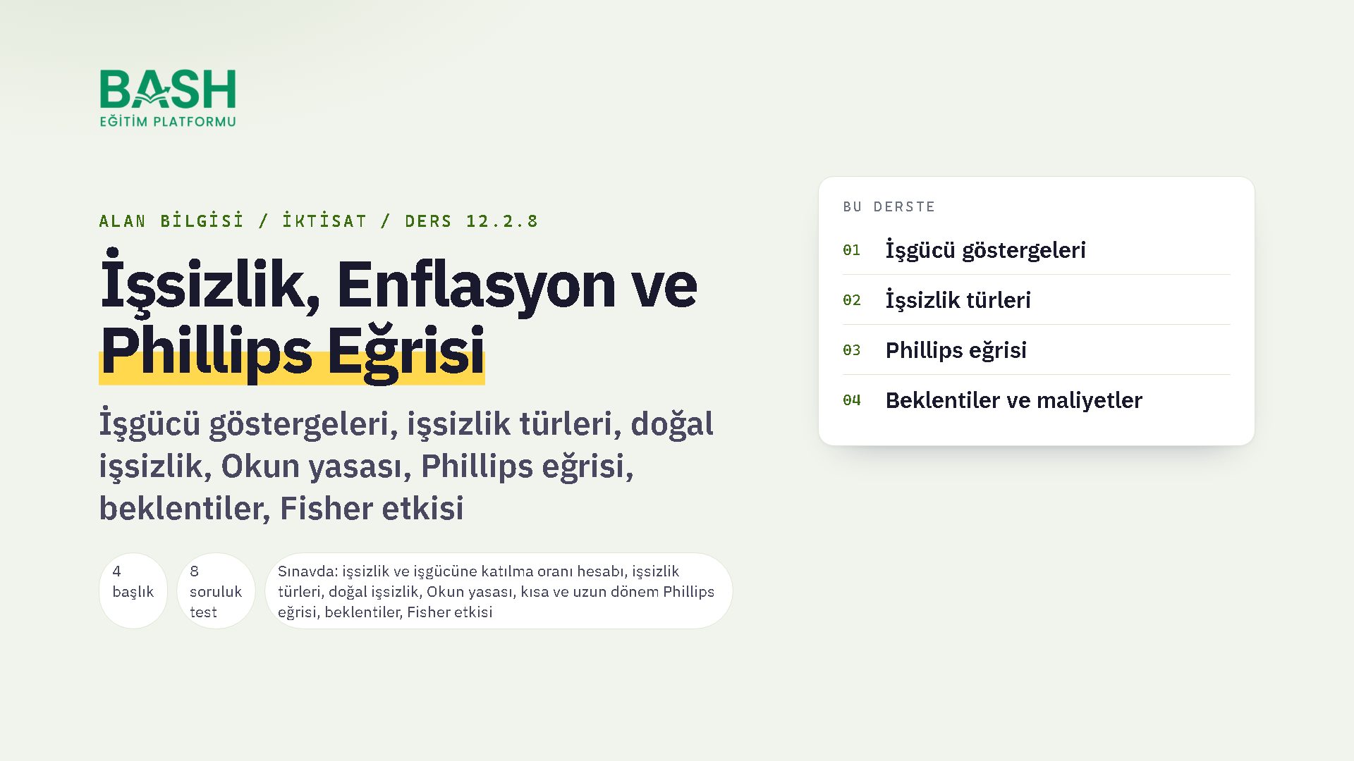 İşsizlik, Enflasyon ve Phillips Eğrisi ders videosu kapağı