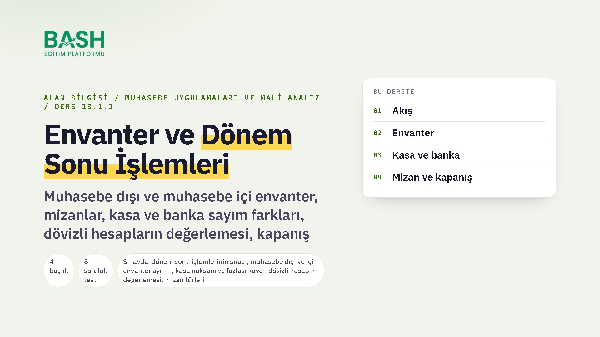 Envanter ve Dönem Sonu İşlemleri ders videosu kapağı