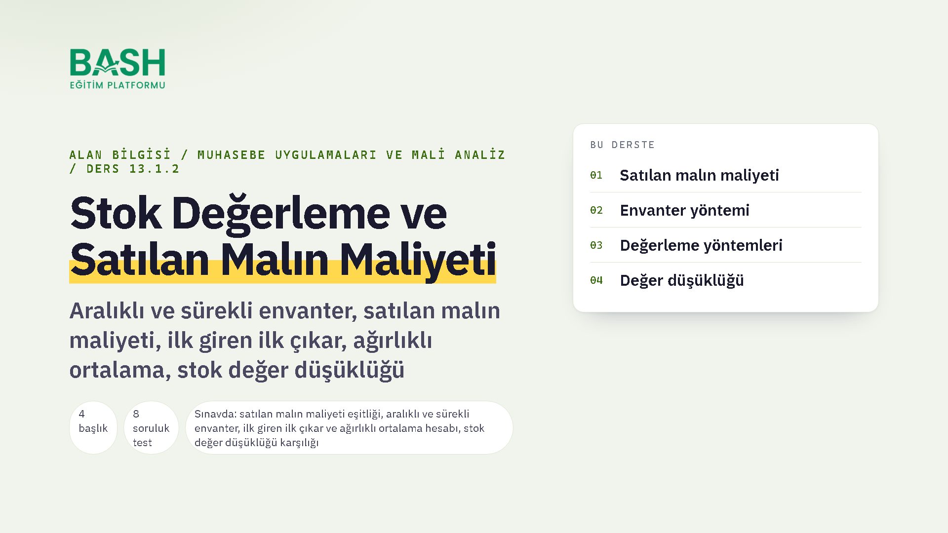 Stok Değerleme ve Satılan Malın Maliyeti ders videosu kapağı
