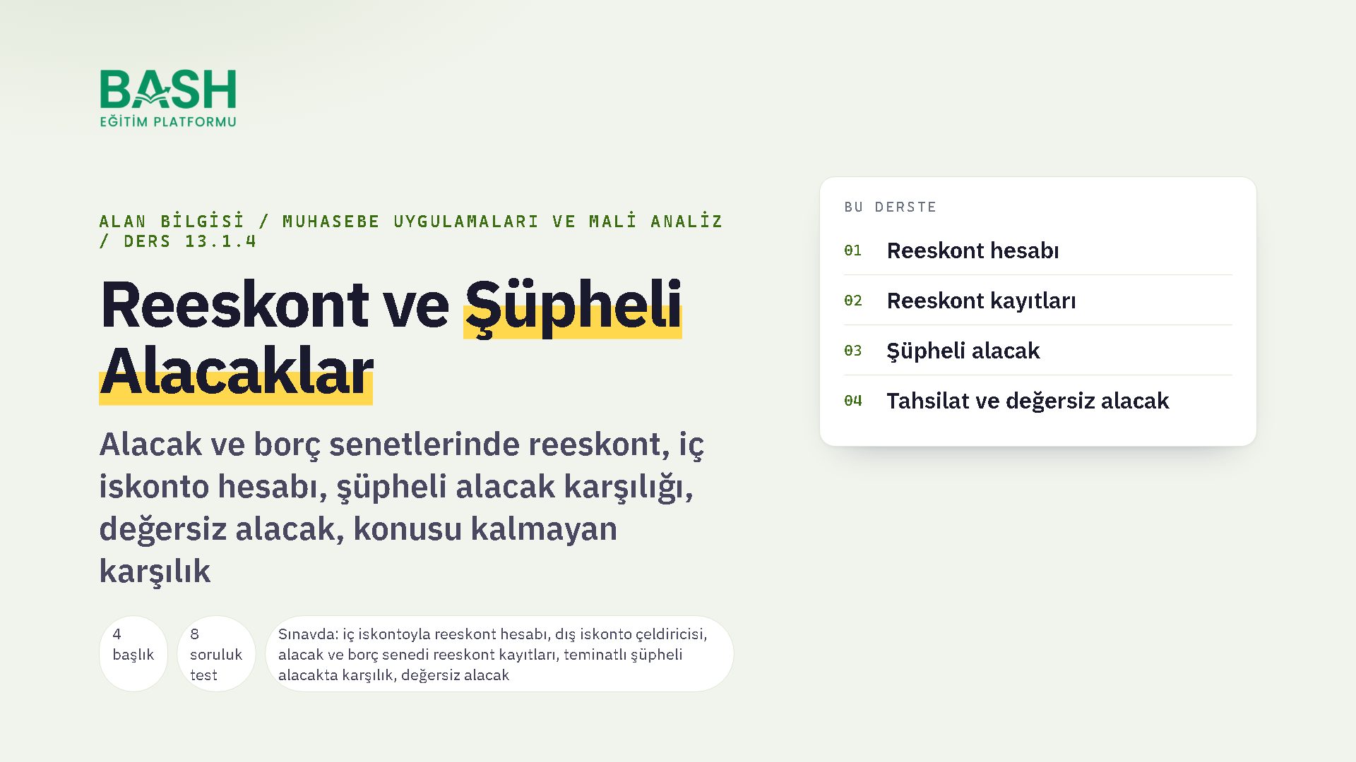 Reeskont ve Şüpheli Alacaklar ders videosu kapağı
