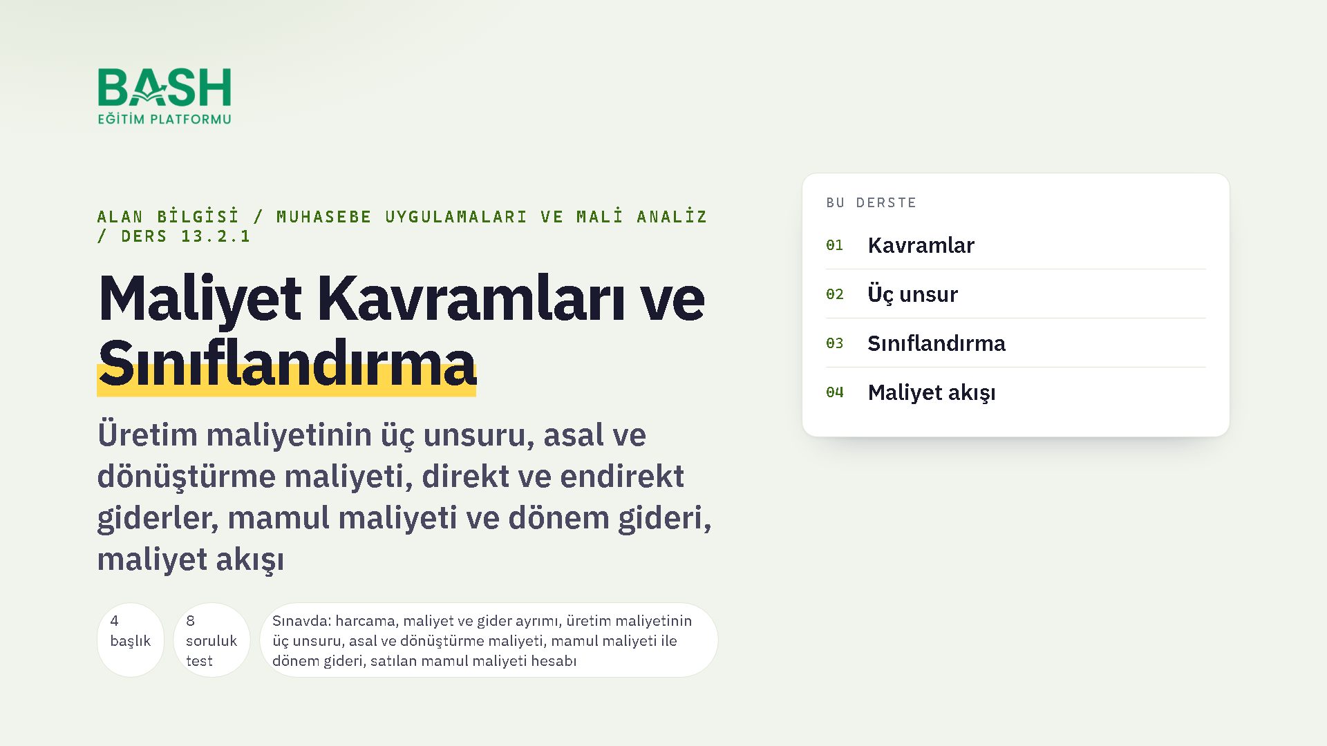 Maliyet Kavramları ve Sınıflandırma ders videosu kapağı