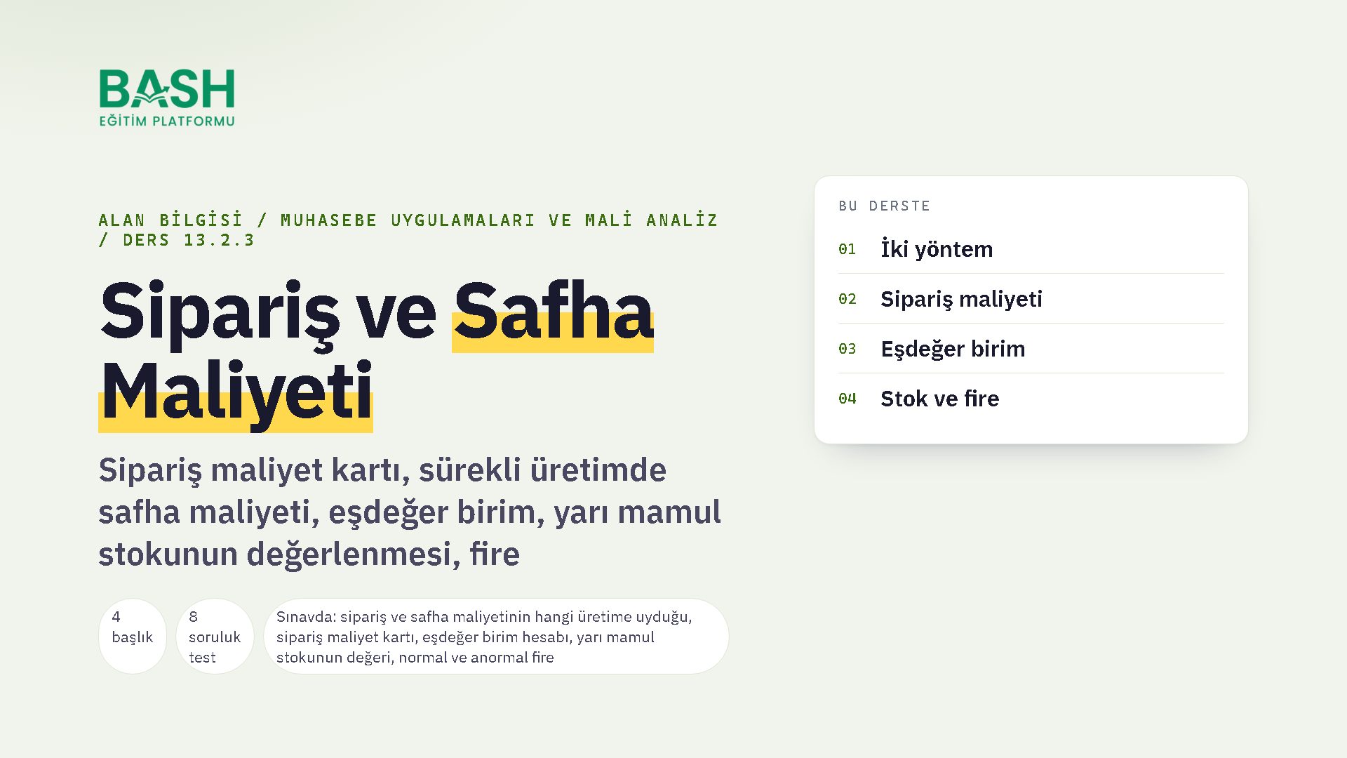Sipariş ve Safha Maliyeti ders videosu kapağı