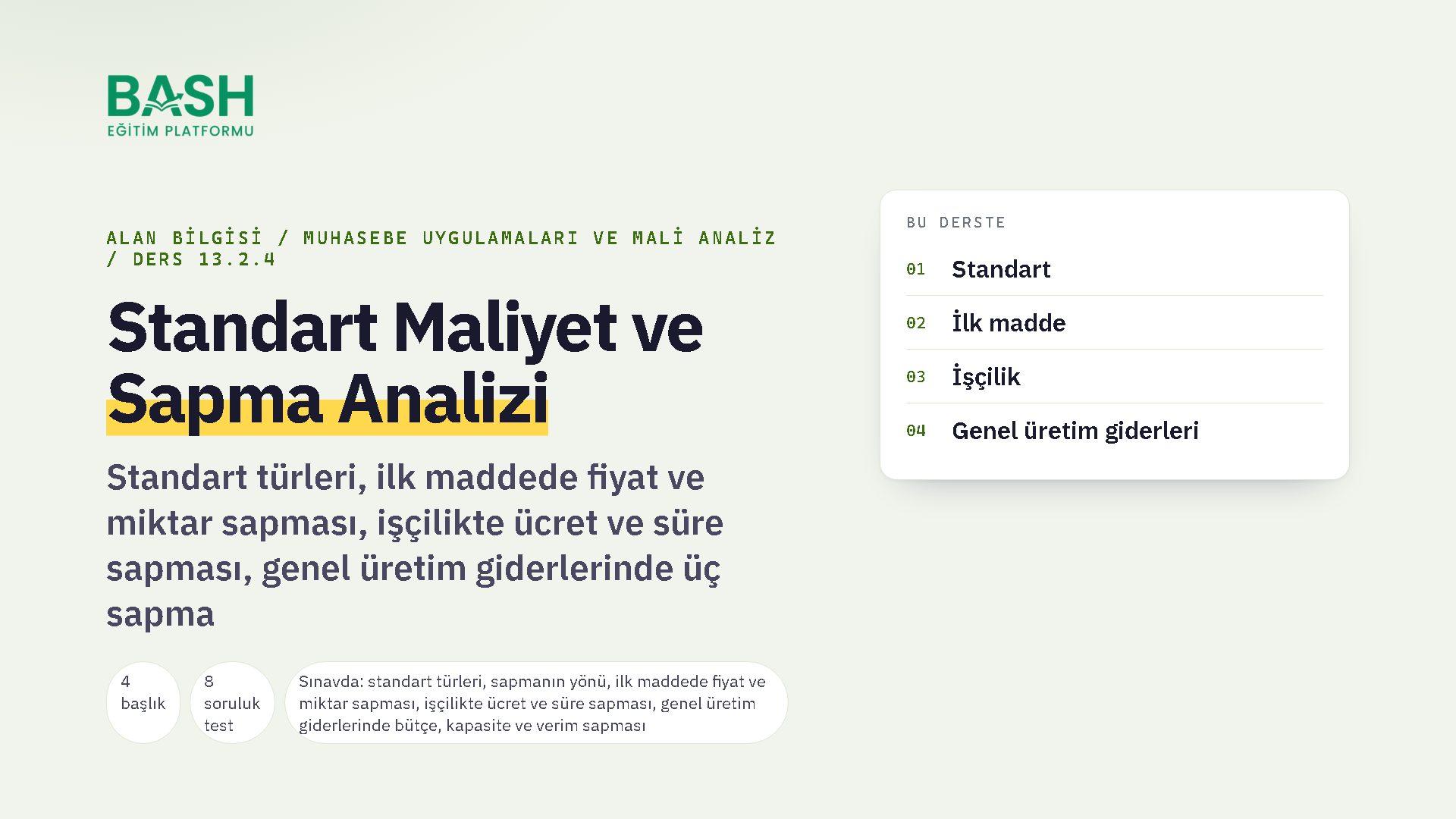 Standart Maliyet ve Sapma Analizi ders videosu kapağı
