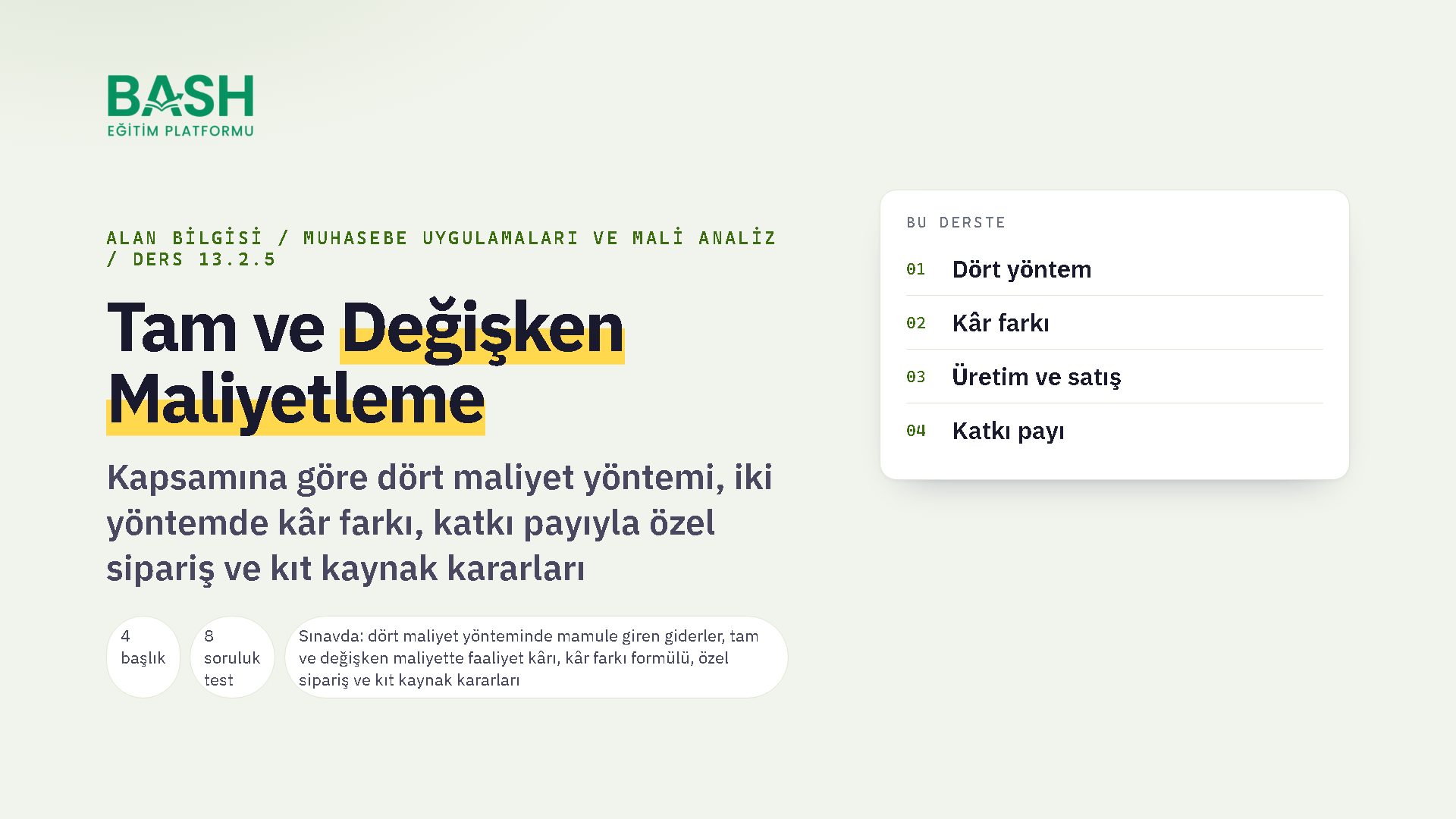 Tam ve Değişken Maliyetleme ders videosu kapağı