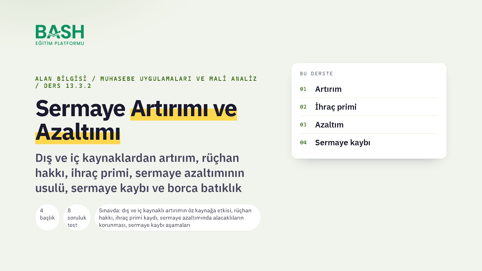 Sermaye Artırımı ve Azaltımı ders videosu kapağı