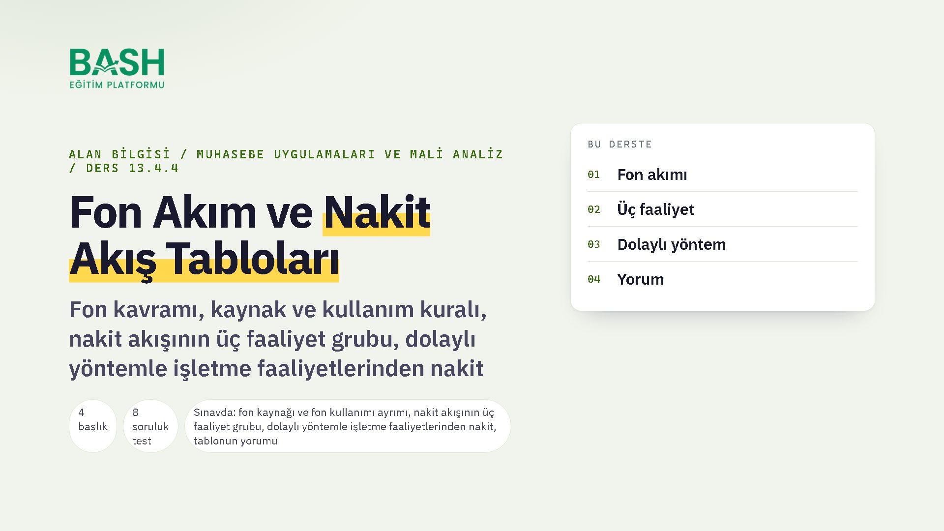 Fon Akım ve Nakit Akış Tabloları ders videosu kapağı