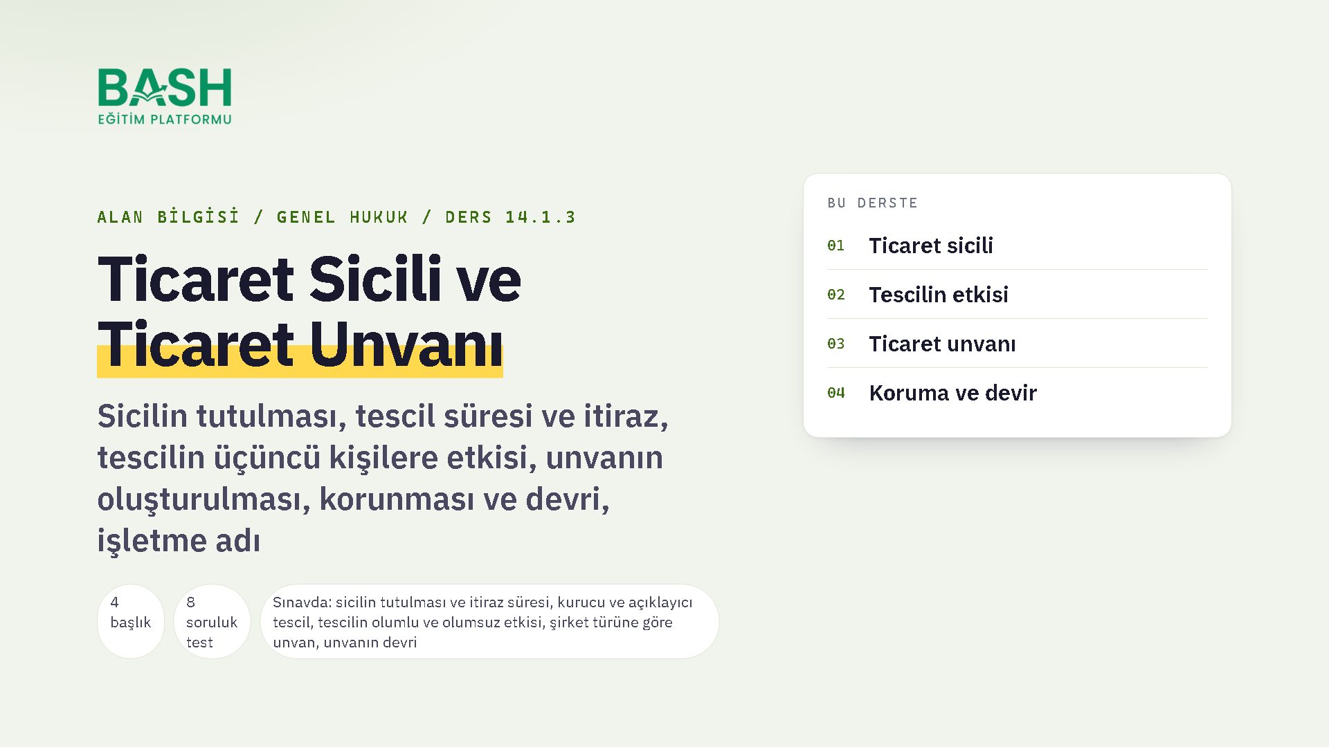 Ticaret Sicili ve Ticaret Unvanı ders videosu kapağı