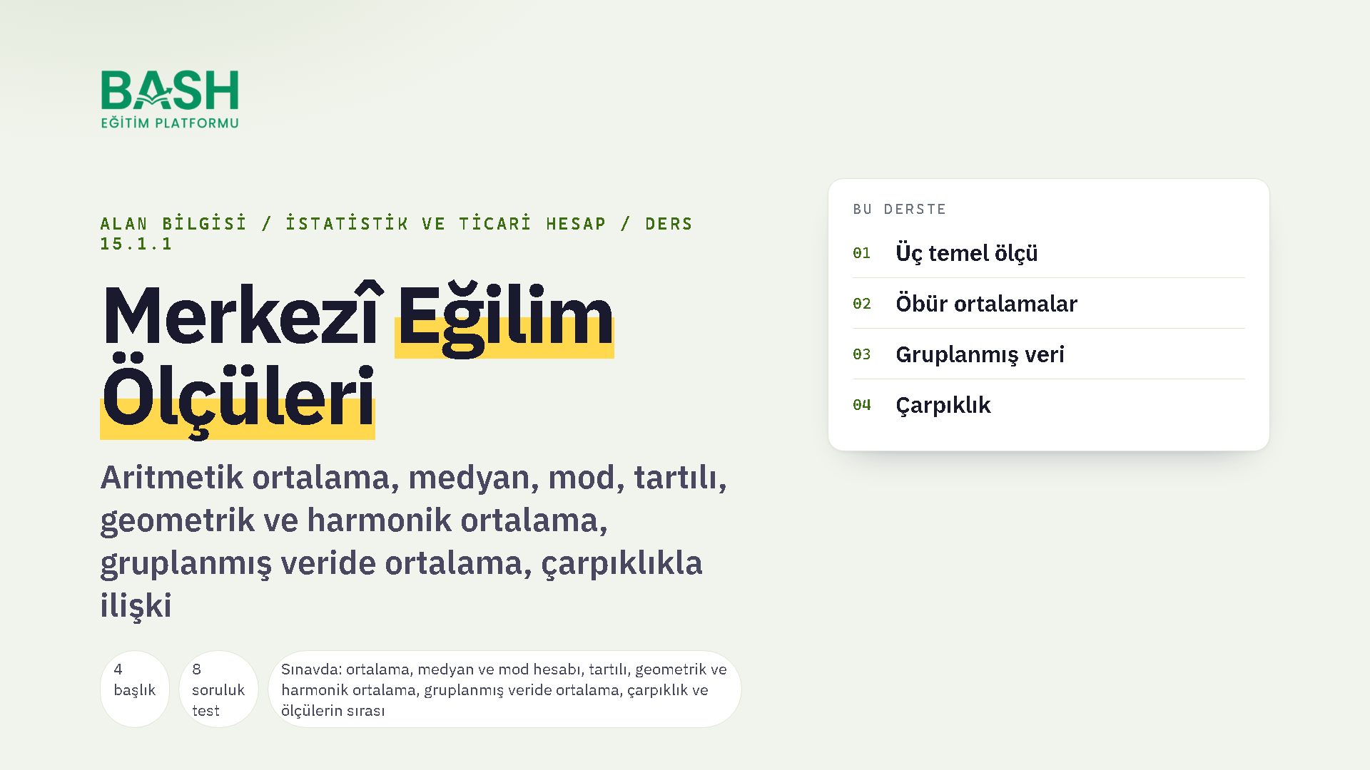 Merkezî Eğilim Ölçüleri ders videosu kapağı