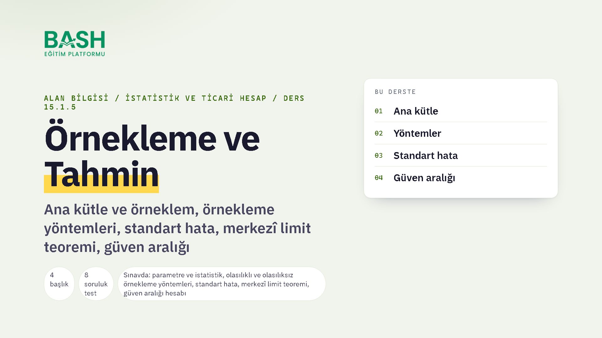 Örnekleme ve Tahmin ders videosu kapağı