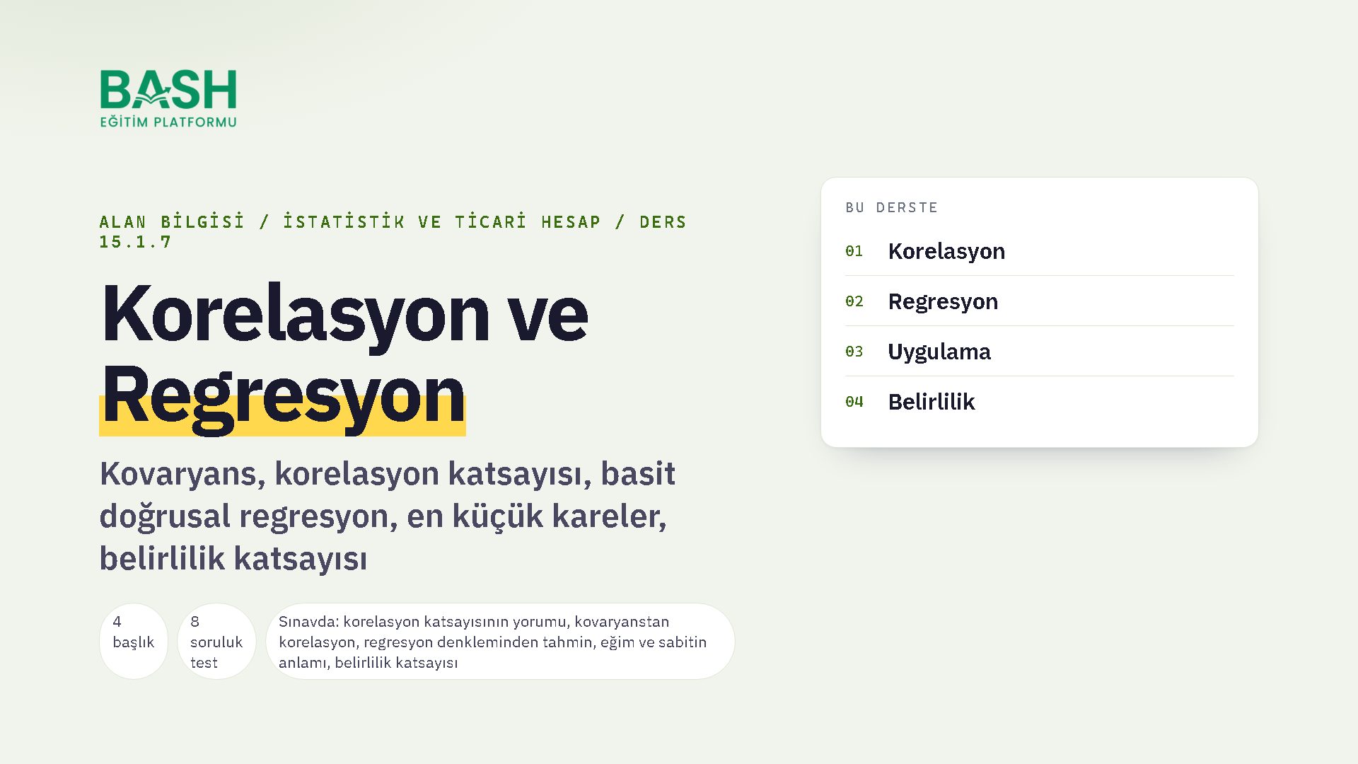 Korelasyon ve Regresyon ders videosu kapağı