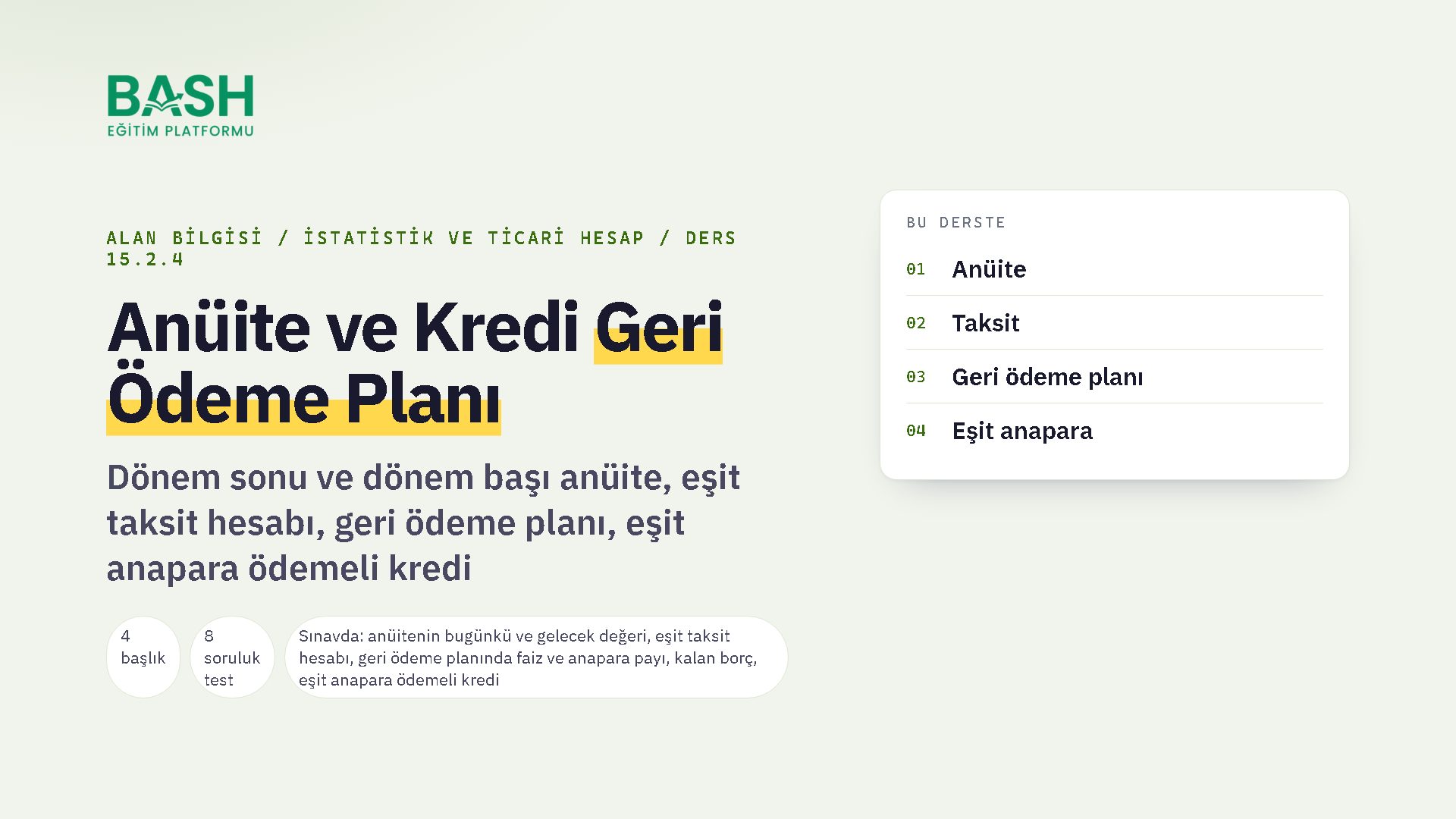 Anüite ve Kredi Geri Ödeme Planı ders videosu kapağı