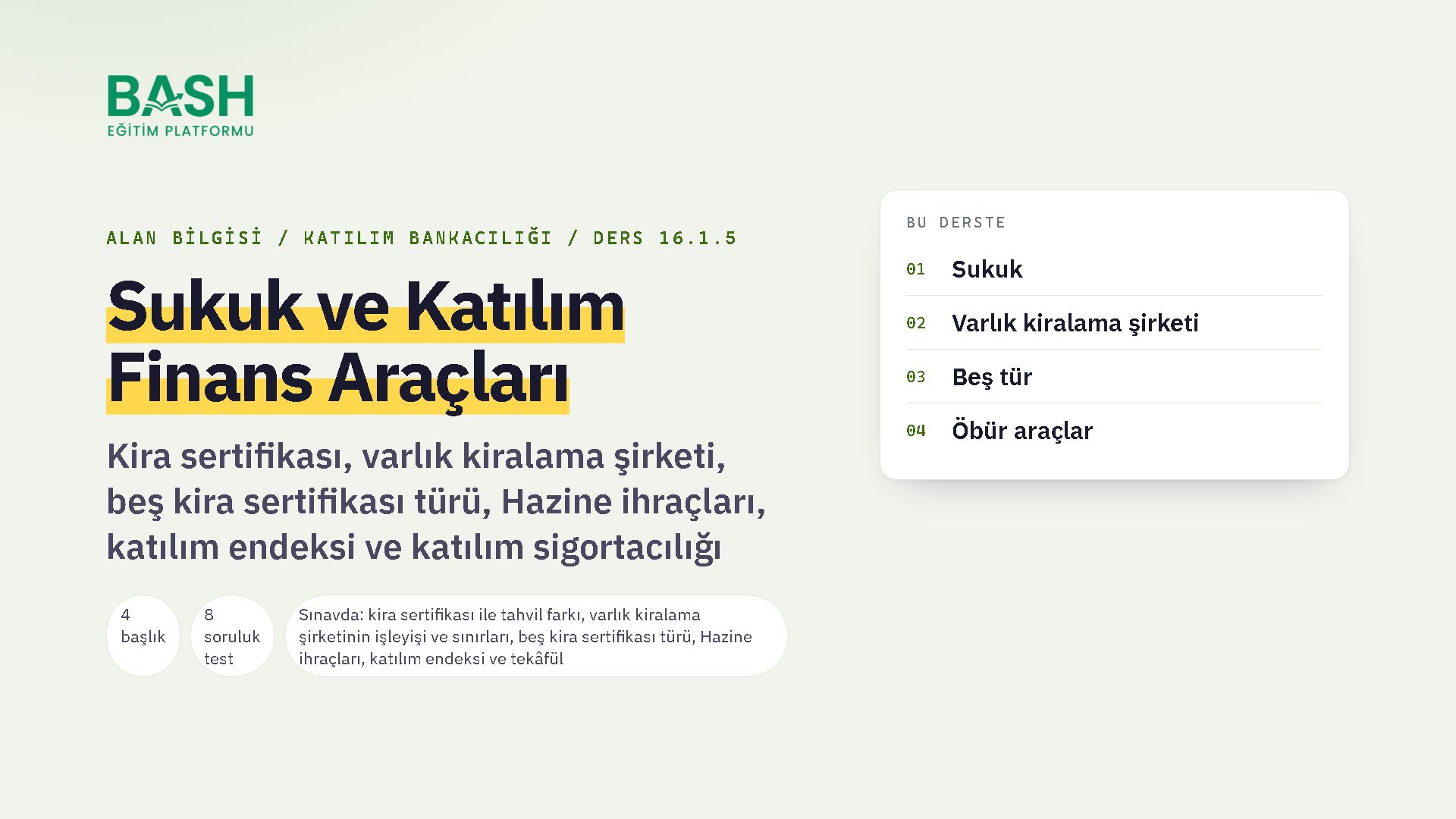 Sukuk (Kira Sertifikaları) ve Katılım Finans Araçları ders videosu kapağı
