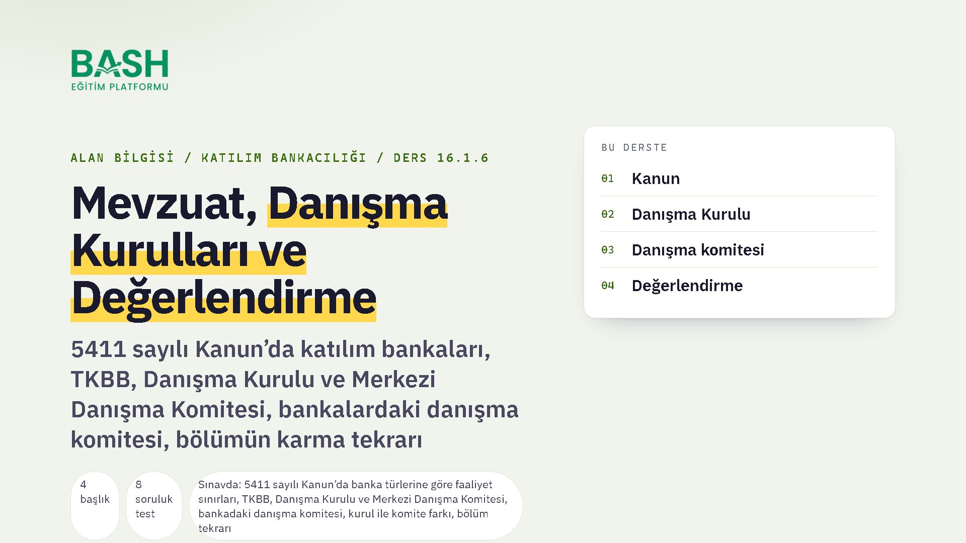 Mevzuat, Danışma Kurulları ve Bölüm Değerlendirmesi ders videosu kapağı