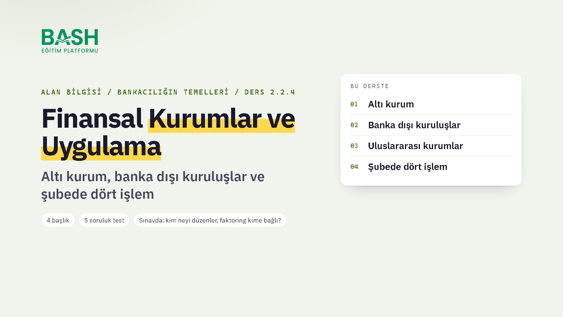 Finansal Kurumlar ve Uygulama ders videosu kapağı