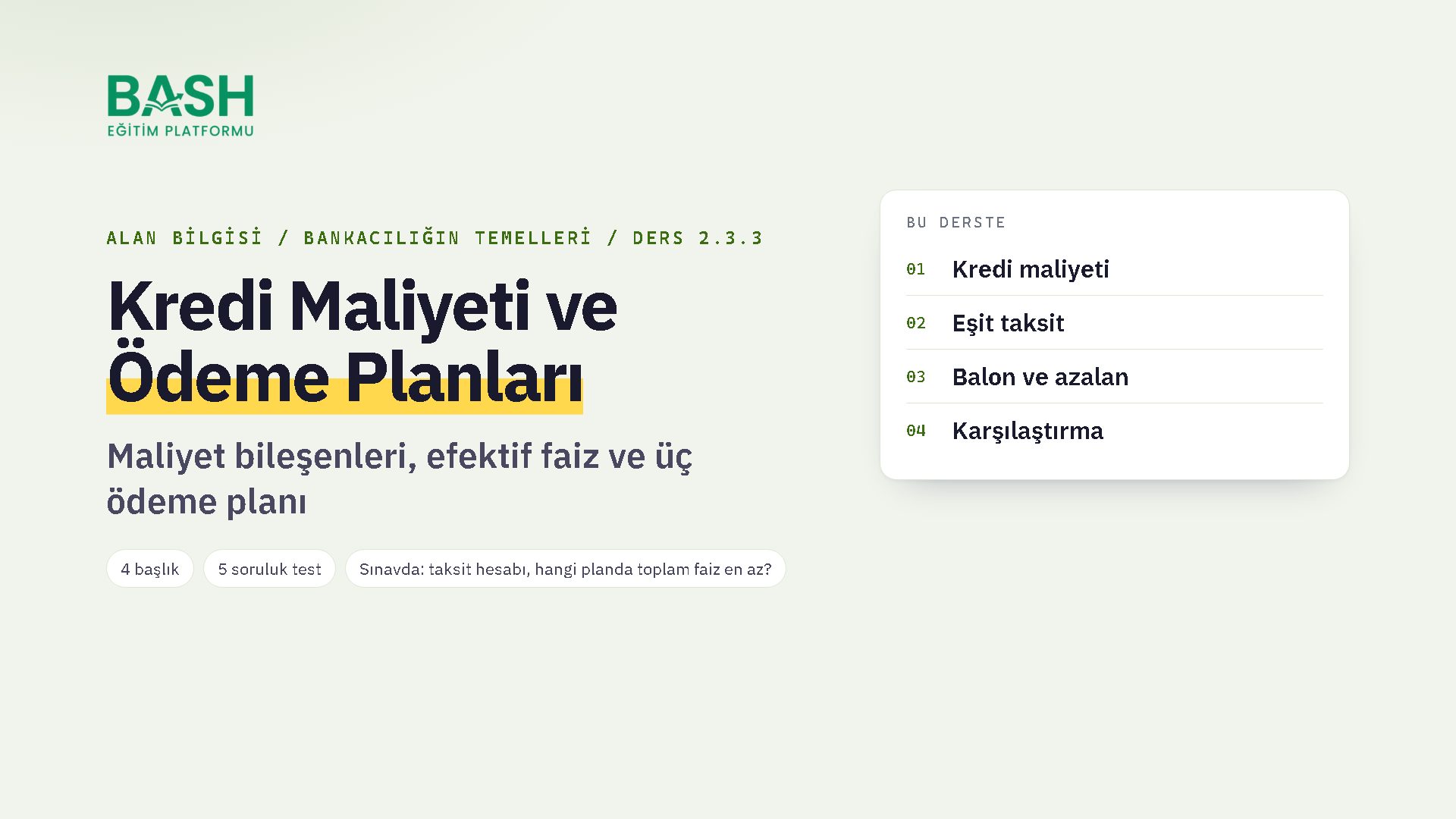 Kredi Maliyeti & Ödeme Planları ders videosu kapağı