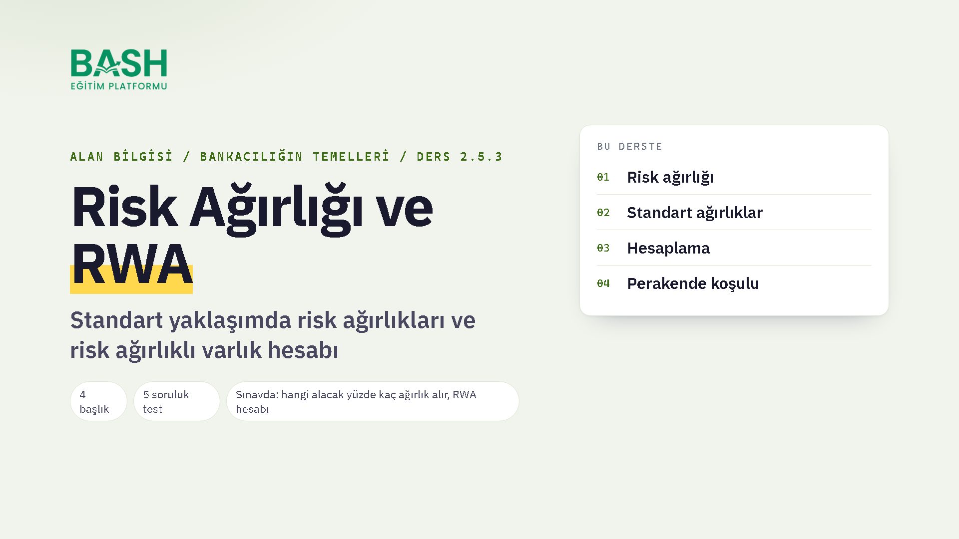 Risk Ağırlığı ve RWA ders videosu kapağı
