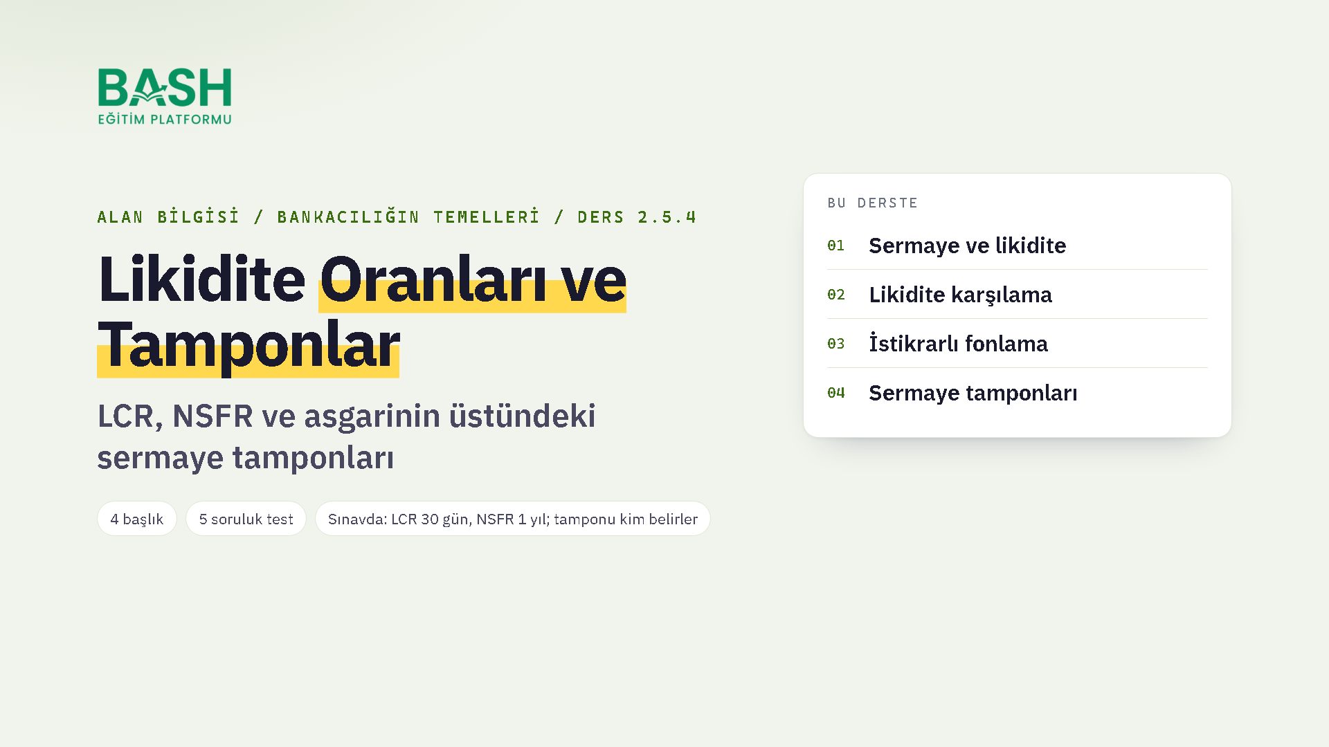 Likidite Oranları ve Tamponlar ders videosu kapağı