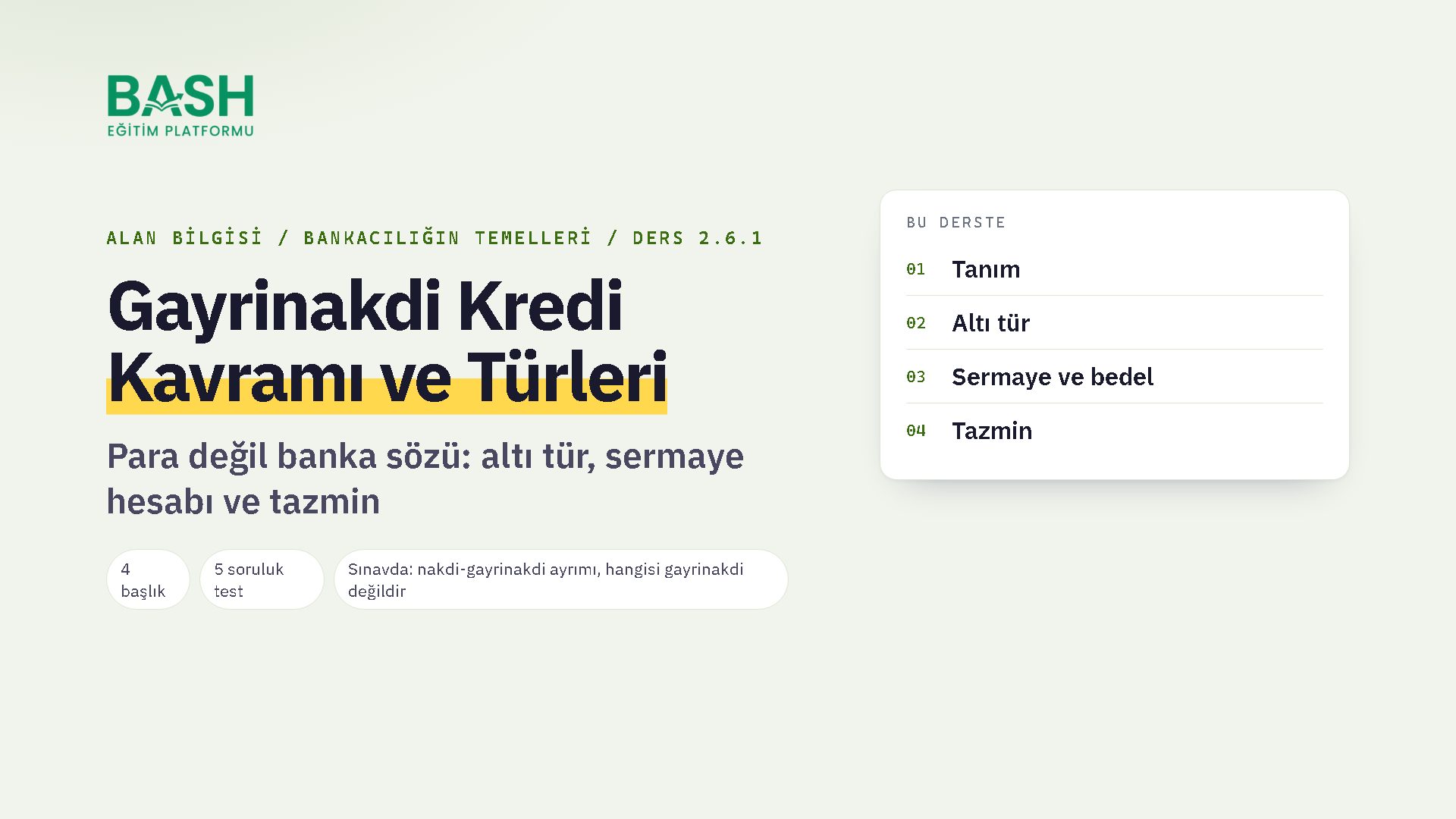 Gayrinakdi Kredi Kavramı ve Türleri ders videosu kapağı