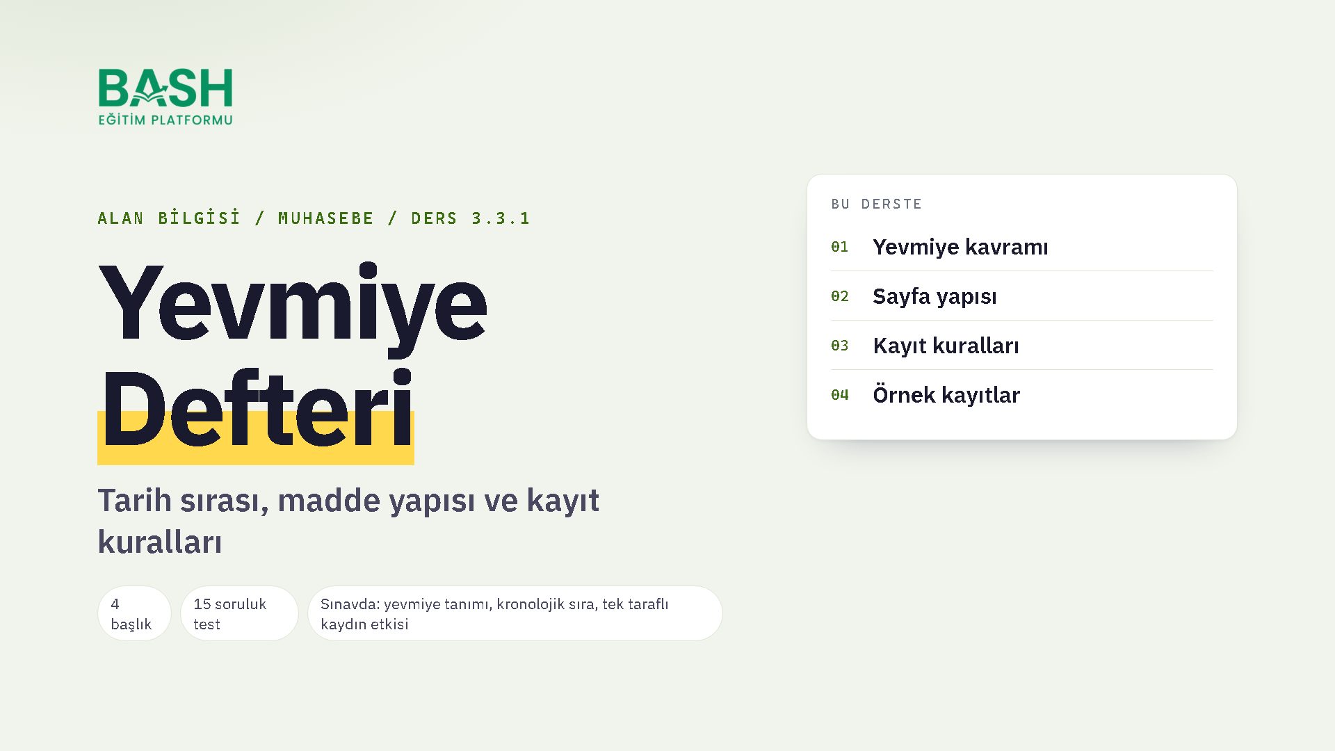 Yevmiye Defteri ders videosu kapağı