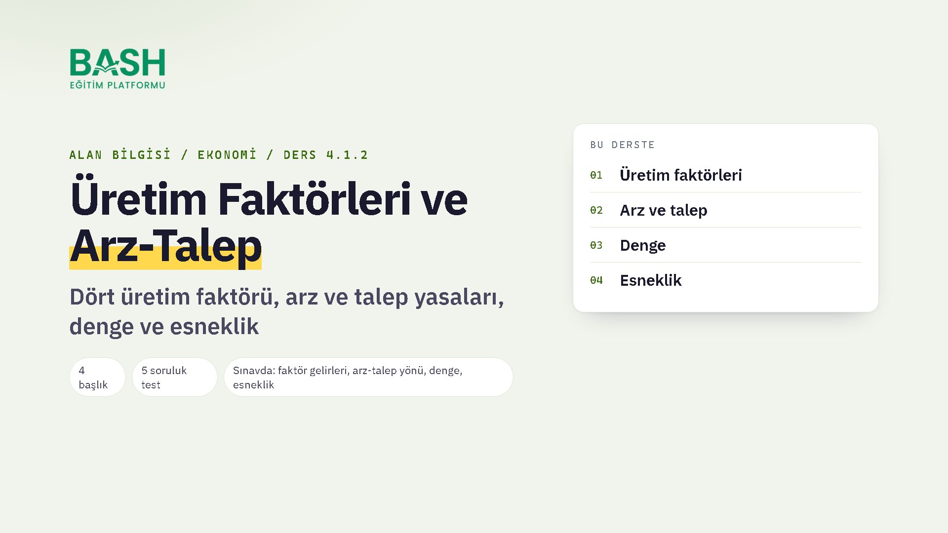 Üretim Faktörleri, Arz-Talep Yasaları ders videosu kapağı