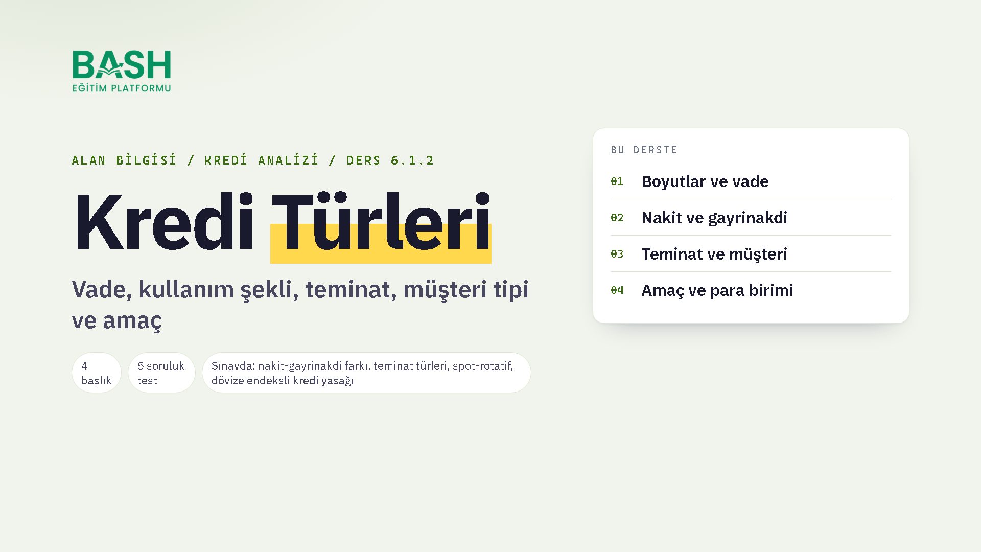 Kredi Türleri ve Sınıflandırma ders videosu kapağı