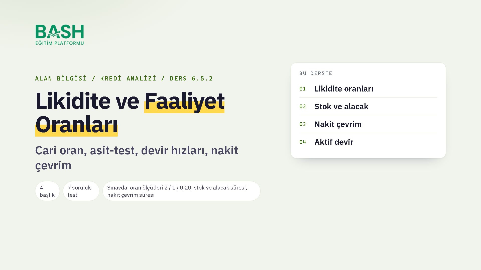 Likidite ve Faaliyet Oranları ders videosu kapağı