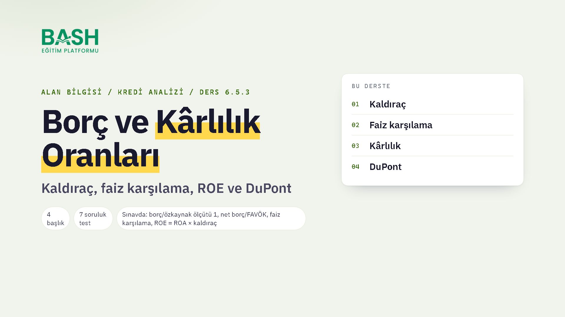 Borç ve Karlılık Oranları ders videosu kapağı