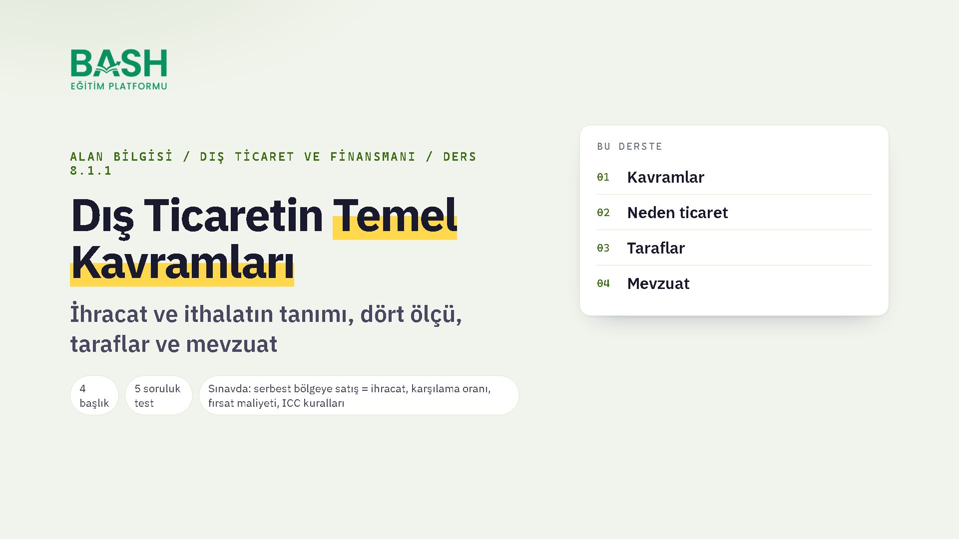 Dış Ticaretin Temel Kavramları ve Kurumları ders videosu kapağı
