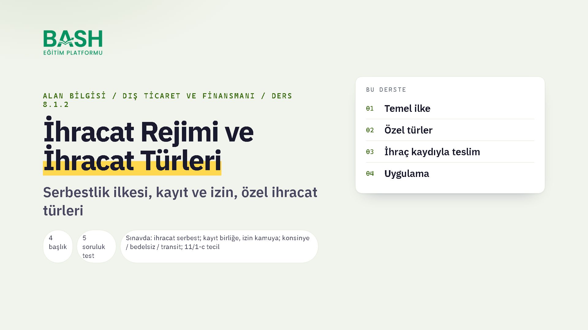 İhracat Rejimi ve İhracat Türleri ders videosu kapağı