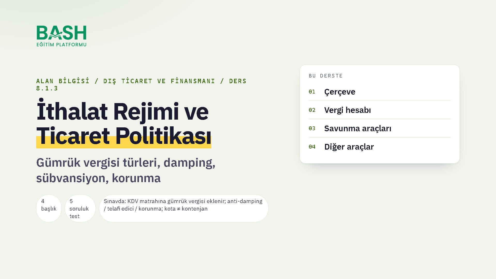 İthalat Rejimi ve Ticaret Politikası Araçları ders videosu kapağı