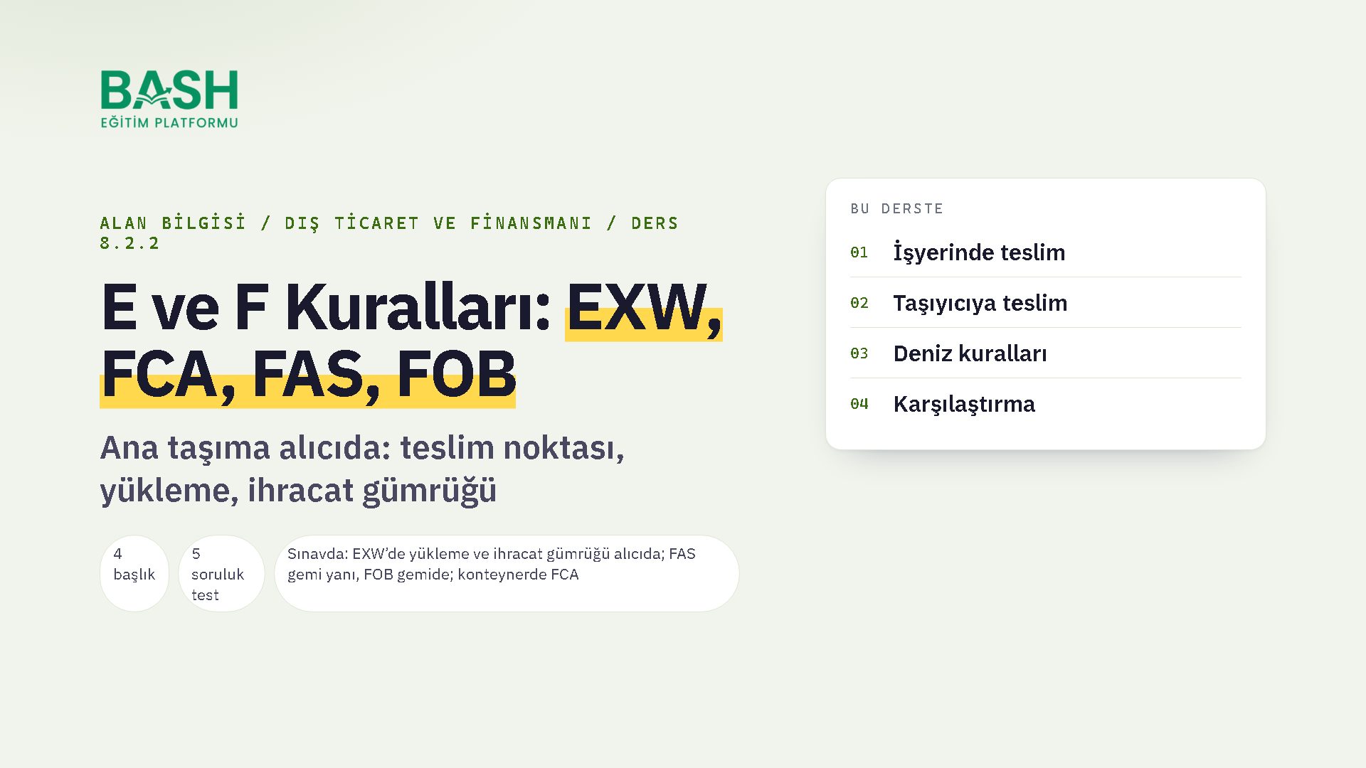 E ve F Kuralları: EXW, FCA, FAS, FOB ders videosu kapağı