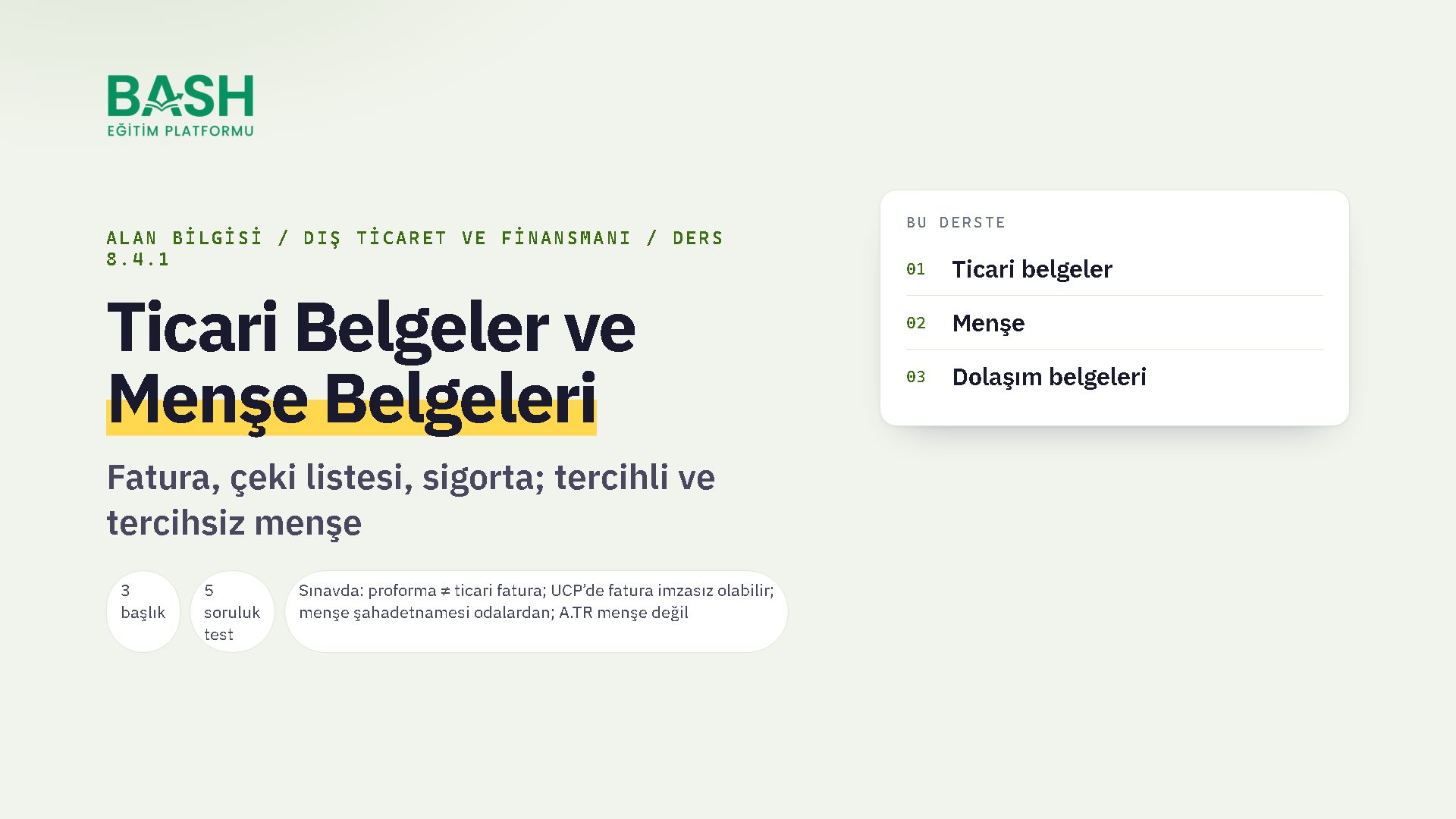 Ticari Belgeler ve Menşe Belgeleri ders videosu kapağı