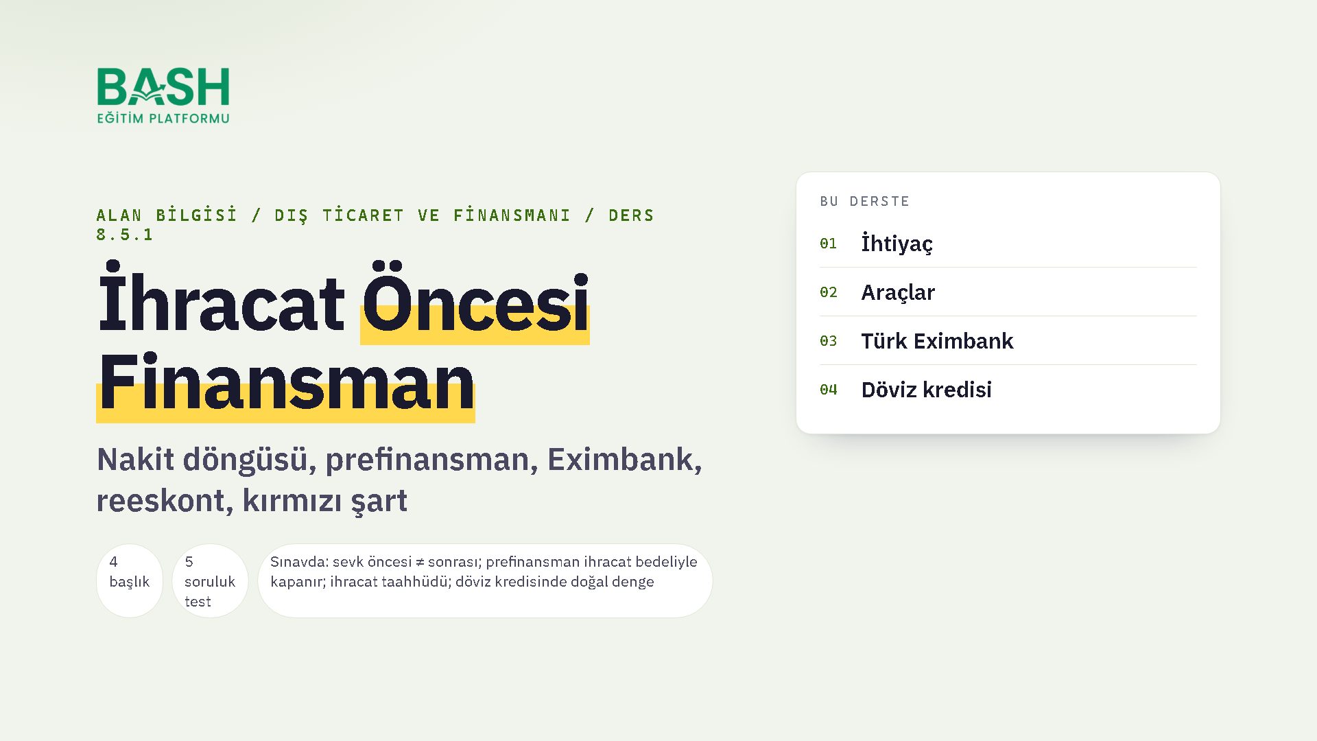 İhracat Öncesi Finansman ders videosu kapağı
