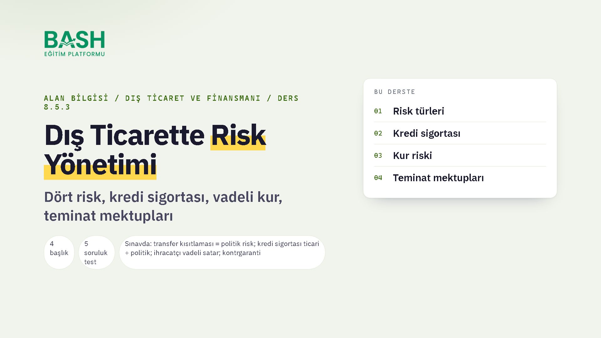Dış Ticarette Risklerin Yönetimi ders videosu kapağı