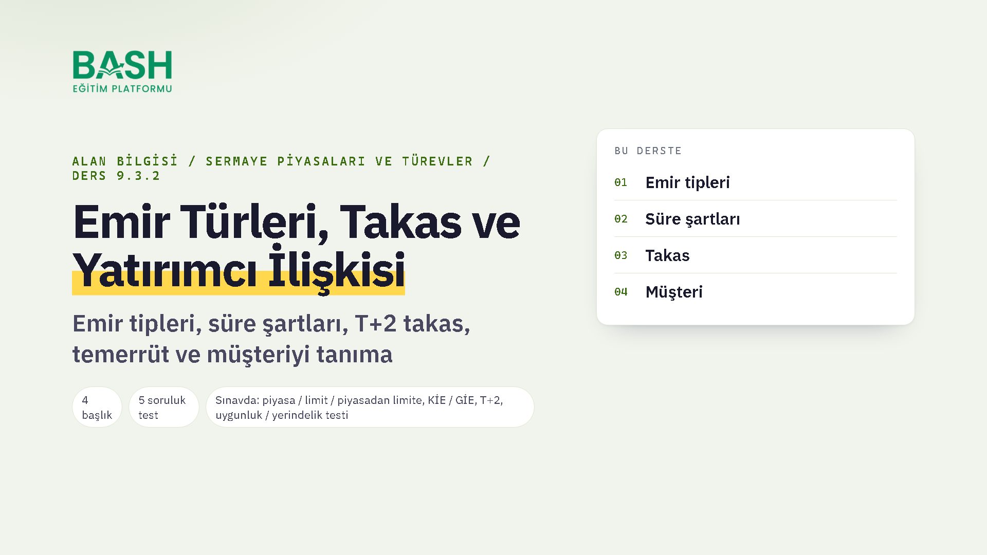Emir Türleri, Takas ve Yatırımcı İlişkisi ders videosu kapağı