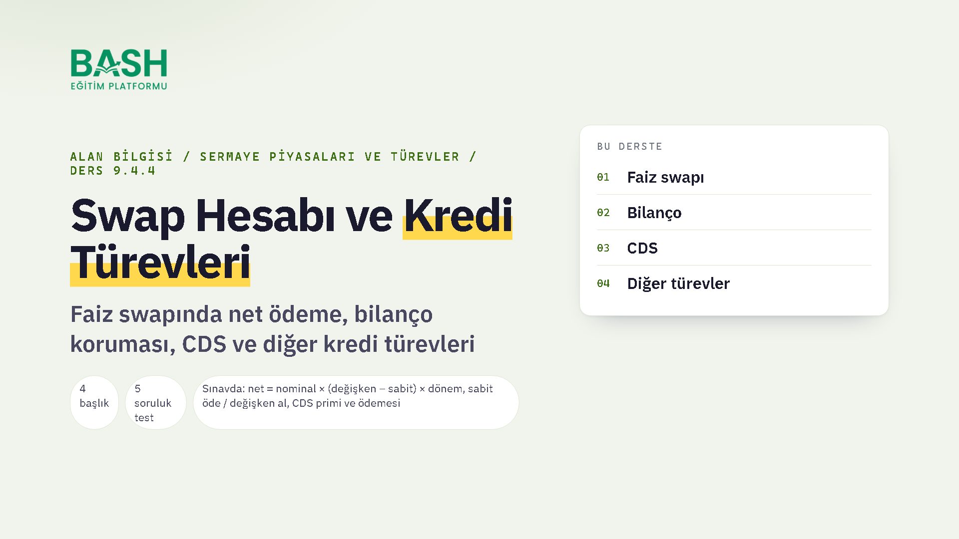 Swap Hesabı ve Kredi Türevleri ders videosu kapağı